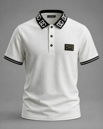 Alabaster Jacquard Statement Polo