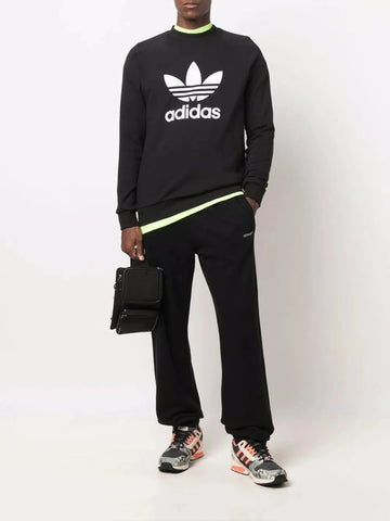 Trefoil-print crew neck sweatshirt