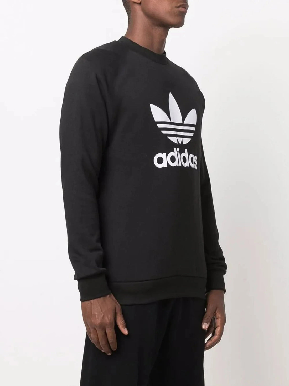 Trefoil-print crew neck sweatshirt