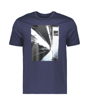Graphic logo print on navy t-shirt