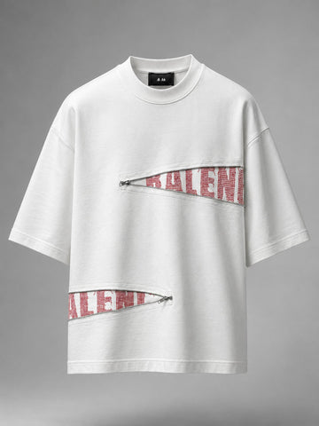 Kinetic Zipper White Tee