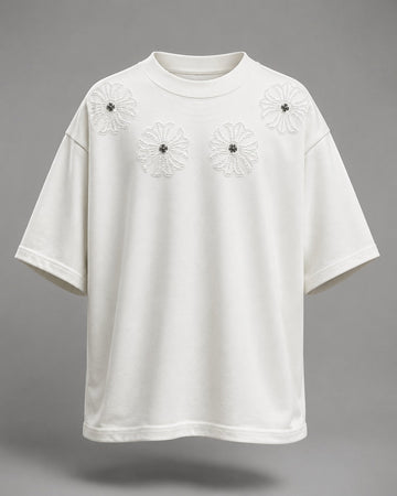 Optic White Tonal Embroidered Insignia Tee