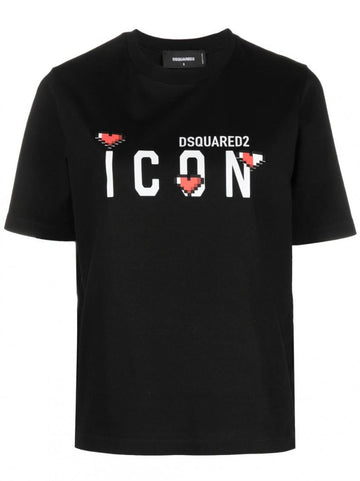 Dsquared2 Black Icon Logo Print T-Shirt