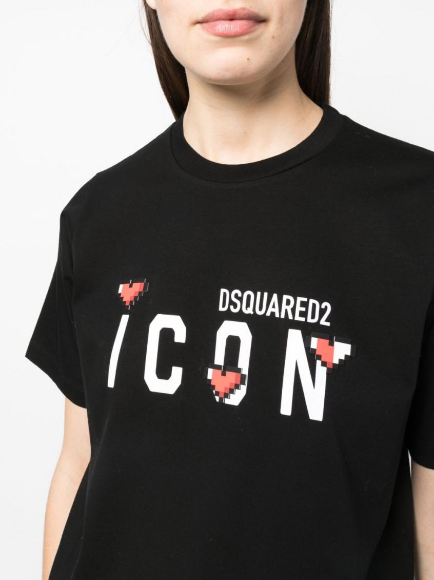 Dsquared2 Black Icon Logo Print T-Shirt