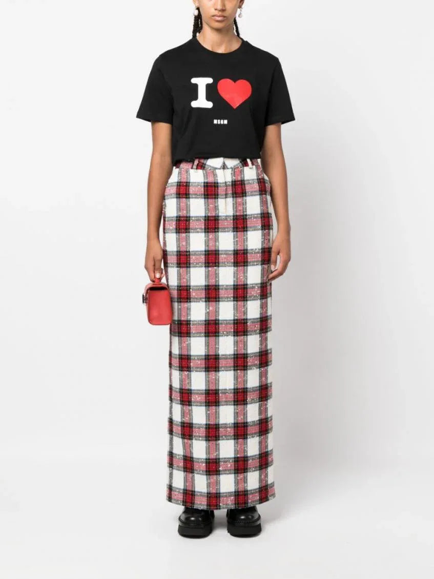 MSGM Black Graphic Print T-Shirt