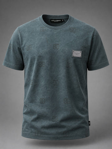 Monogram Slate-Wash Statement Tee