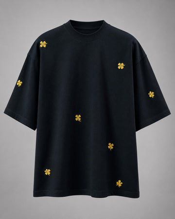 Midnight Onyx Four-Leaf Applique Tee