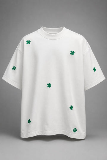 Pure Alabaster Four-Leaf Applique Tee
