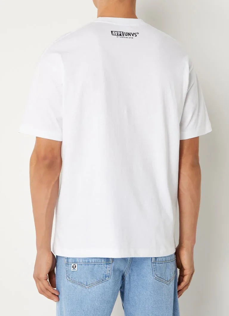 Crew neck white T-shirt with logo print