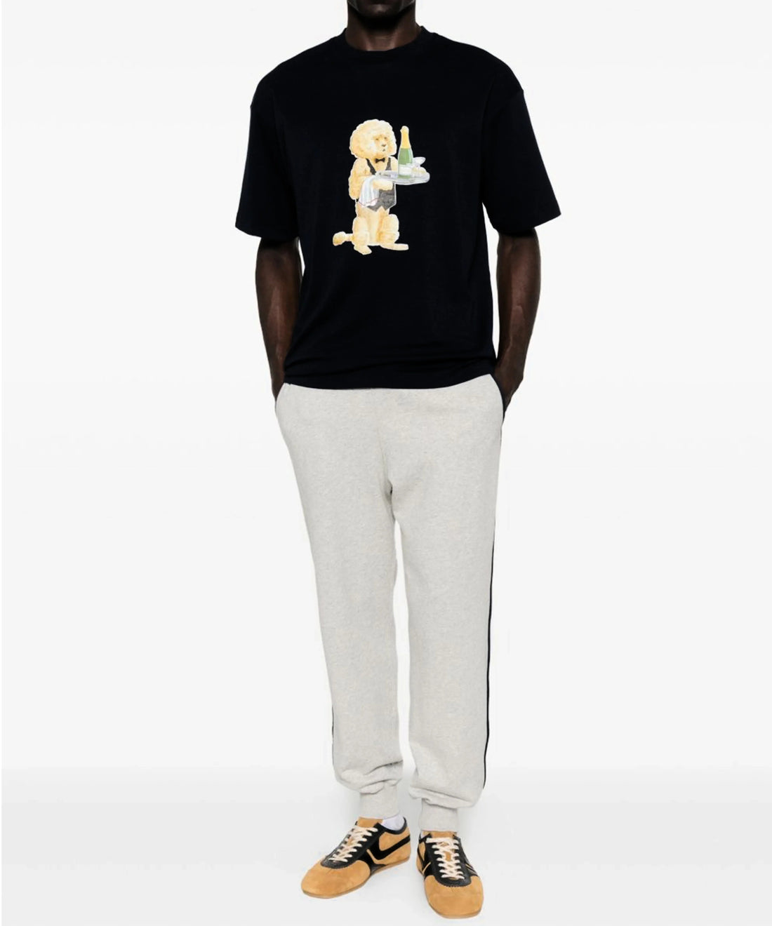 New Season  Drôle De Monsieur poodle-print black T-shirt
