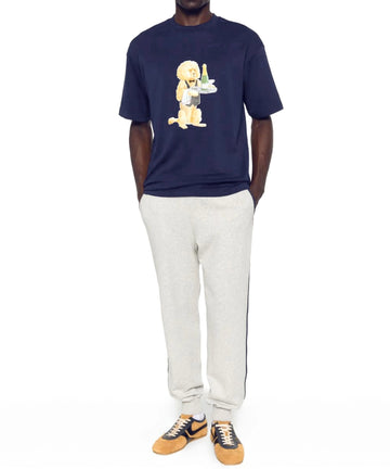 New Season  Drôle De Monsieur poodle-print navy blue T-shirt