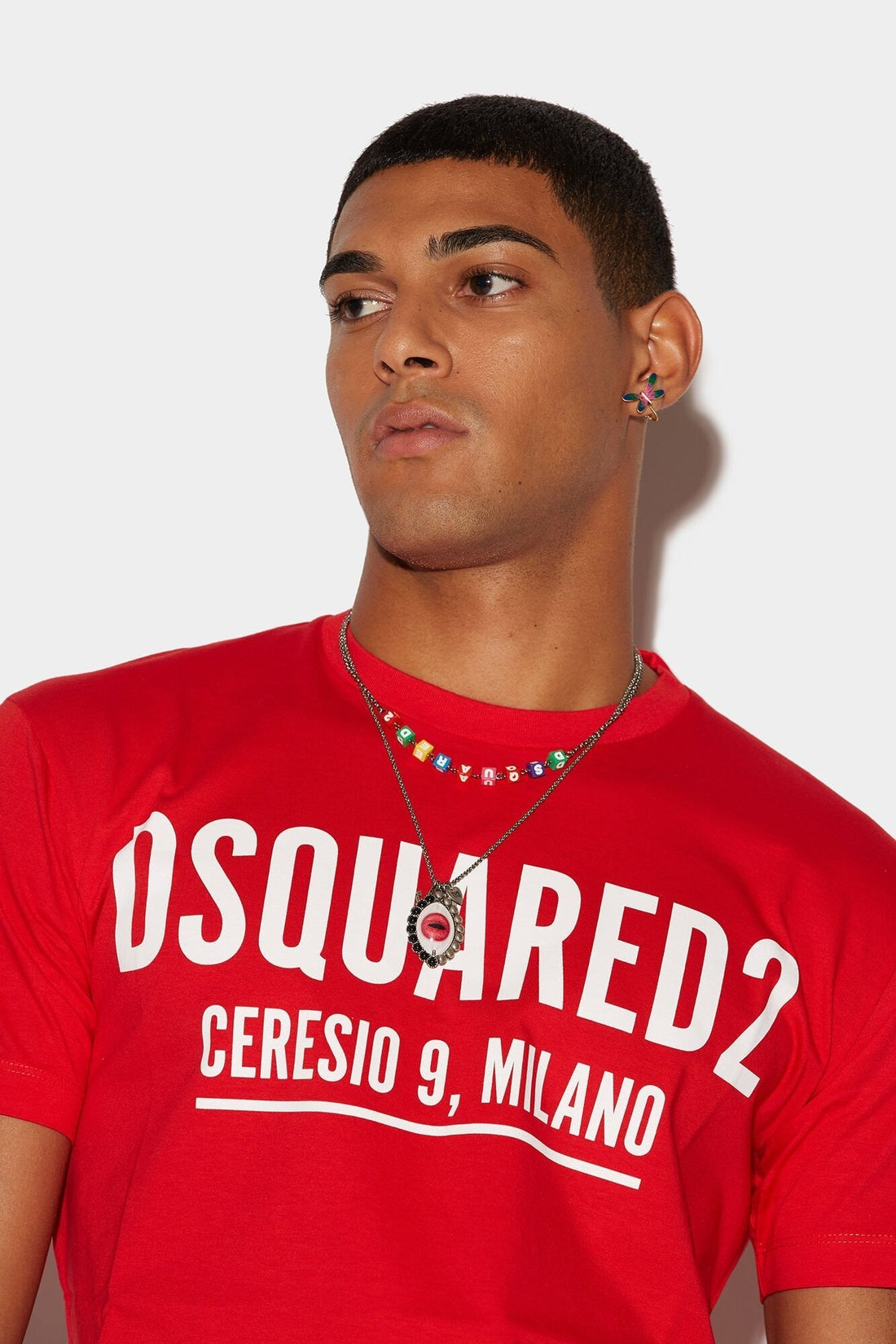Men's Red Front Branding Regular Fit T-shirt