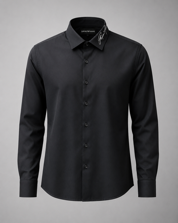 Black Script Collar Shirt