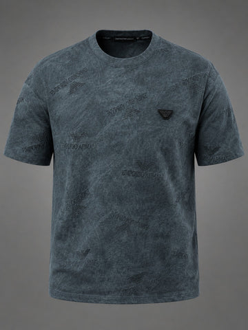 Mineral-Wash Monogram Statement Tee
