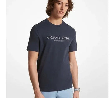 Graphic Logo Cotton Regular Fit Navy T-Shirt