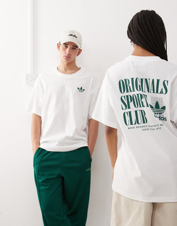 Originals Sport Club graphic Oversized t-shirt in white