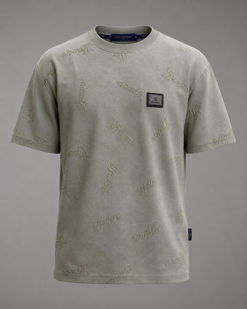 Olive-Wash Monogram Statement Tee