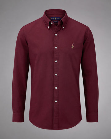 PRL Burgundy Fine Cotton Oxford Shirt