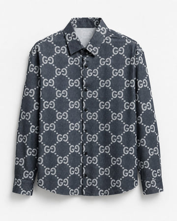 Signature GG Shadow Denim Button-Down Shirt