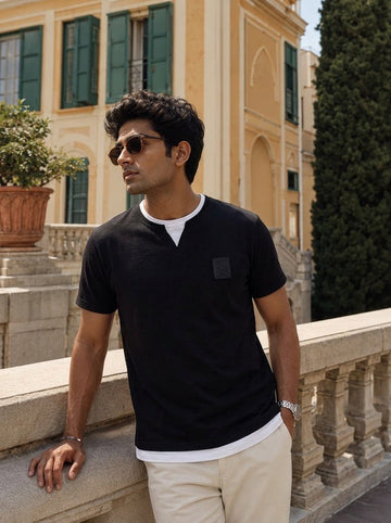The Layered Contrast Notch-Neck Tee