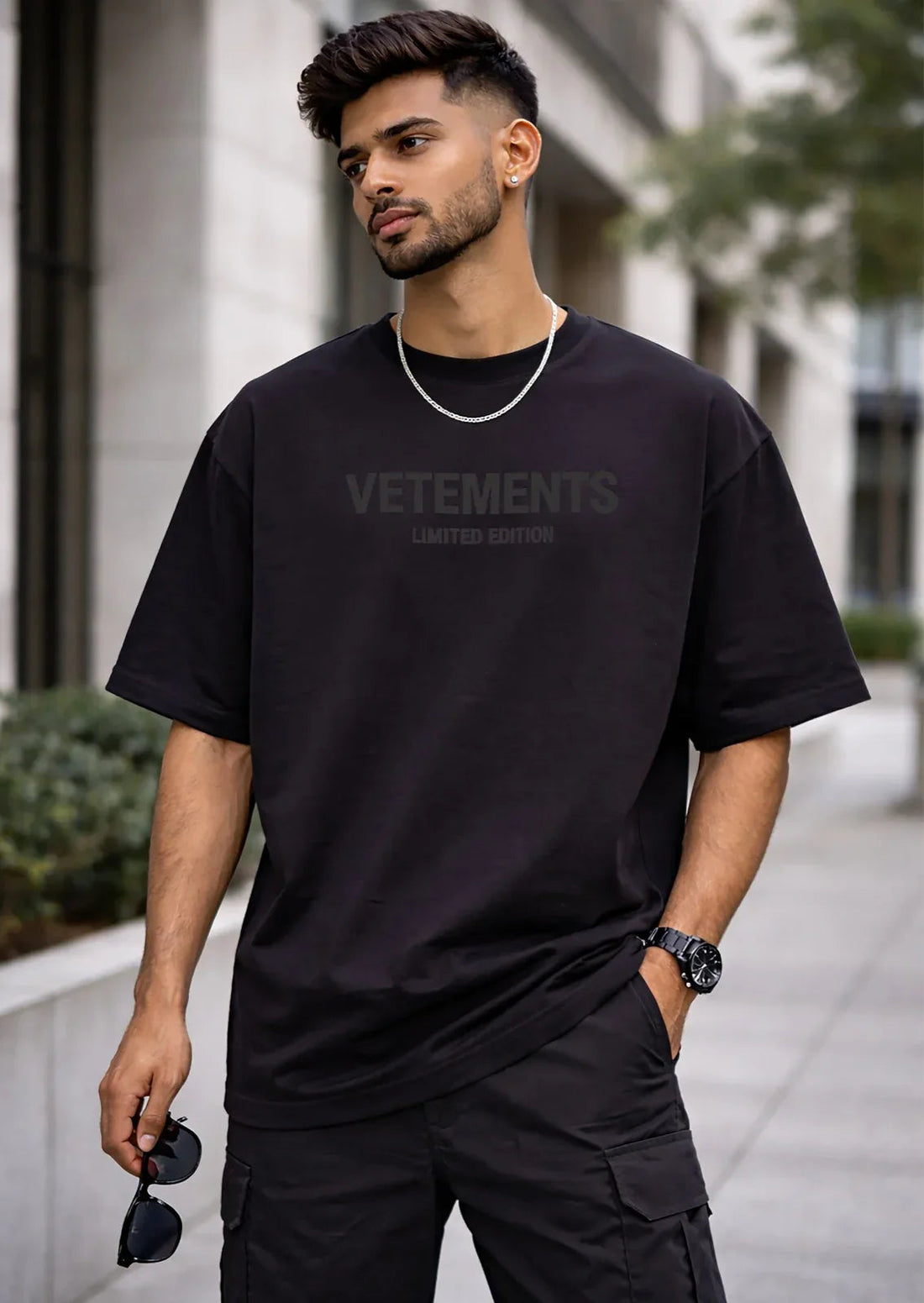 HD logo-print cotton Oversized Men's T-shirt