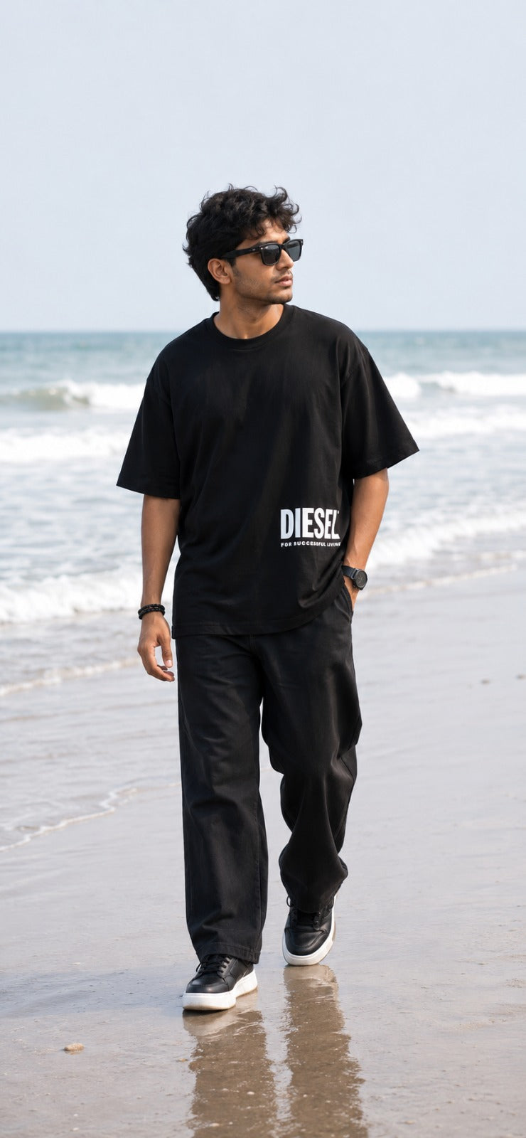 Off-Center Edge Graphic Oversized Tee