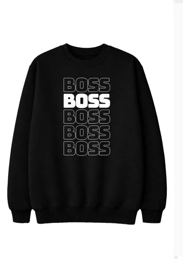 Logo-prined regular-sleeve black sweatshirt