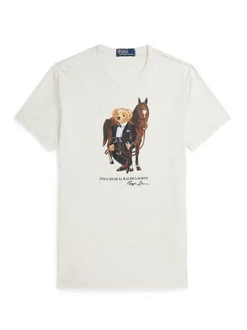 Men white lunar new year polo bear t-shirt
