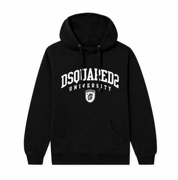 University printed cotton black hoodie(Unisex)