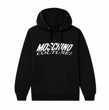 Black Logo Print Cotton Hoodie