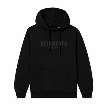 BOLD BLACK logo-print black hoodie